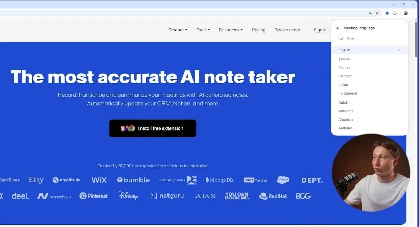 How to set the language in Bluedot