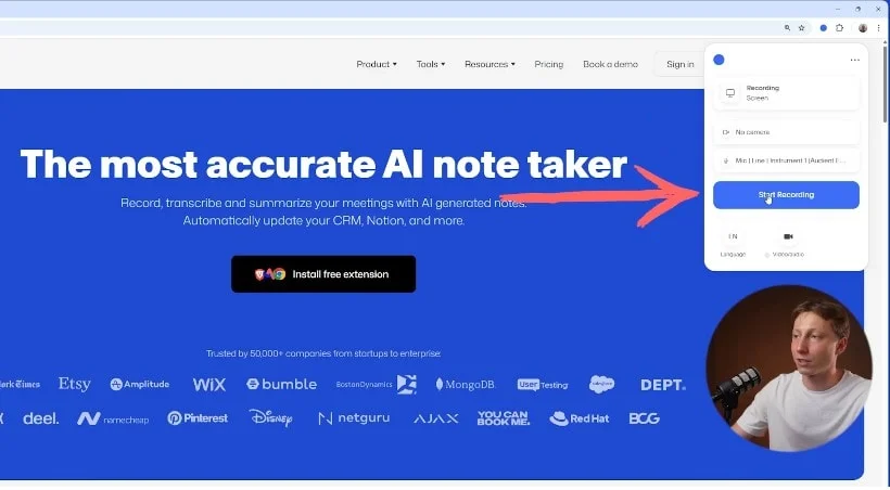 How to start recording in Bluedot