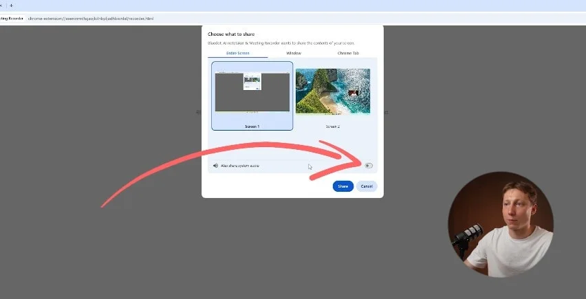 How to share system audio in Bluedot