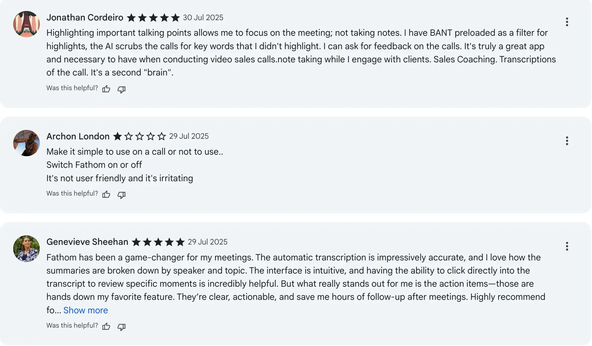 Fathom customers comments