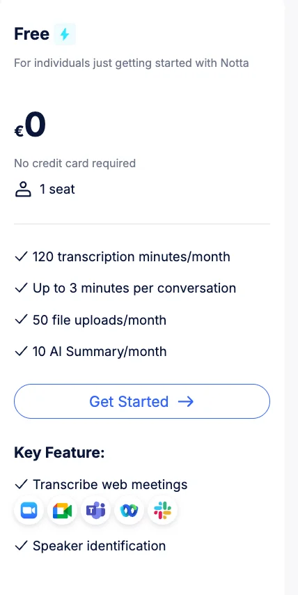 Notta AI Free Trial