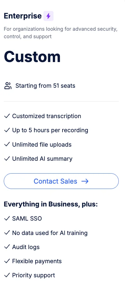 Notta AI Enterprise Plan