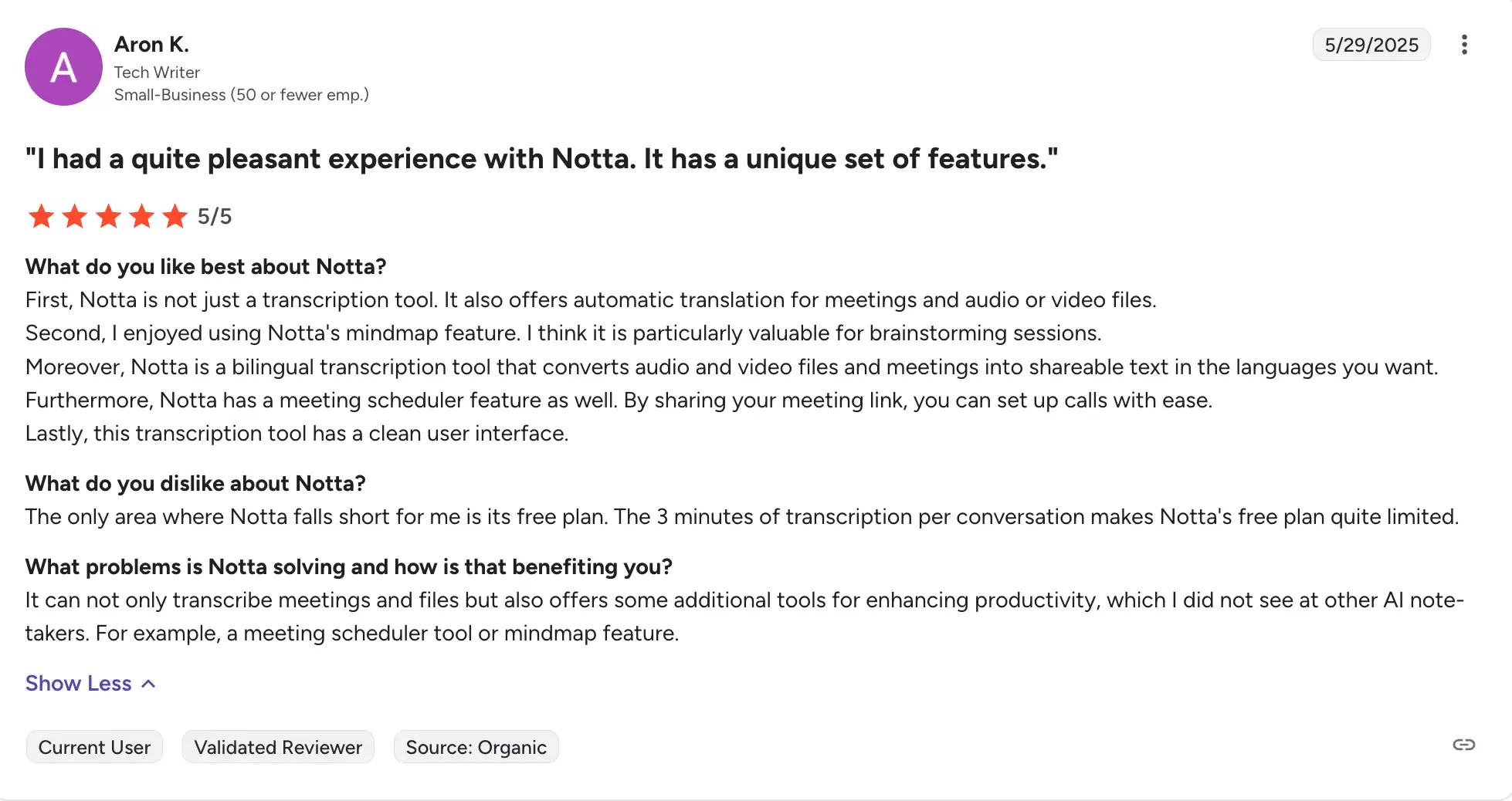 Notta users reviews
