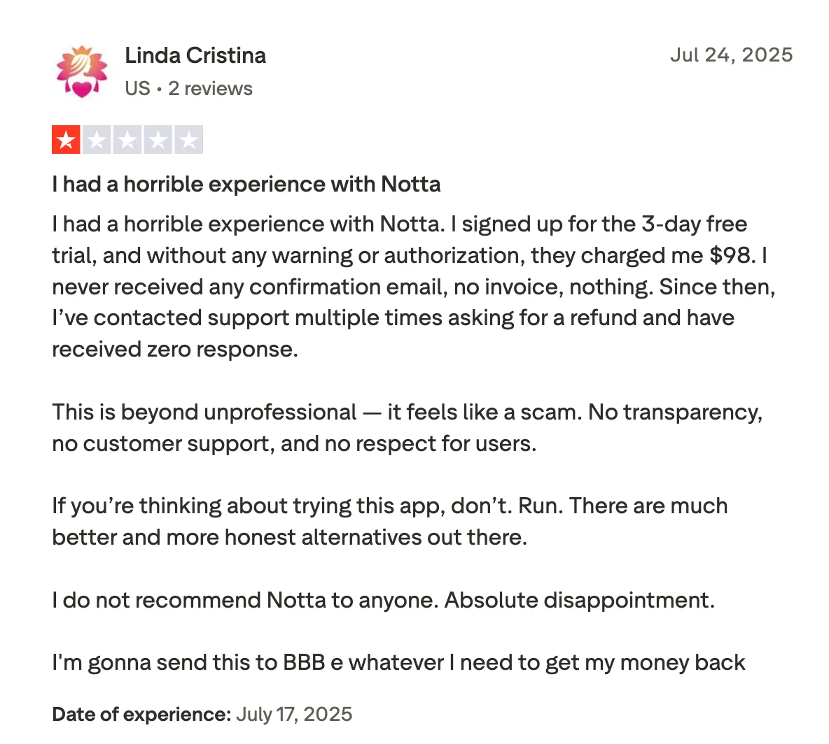 Notta customer reviews