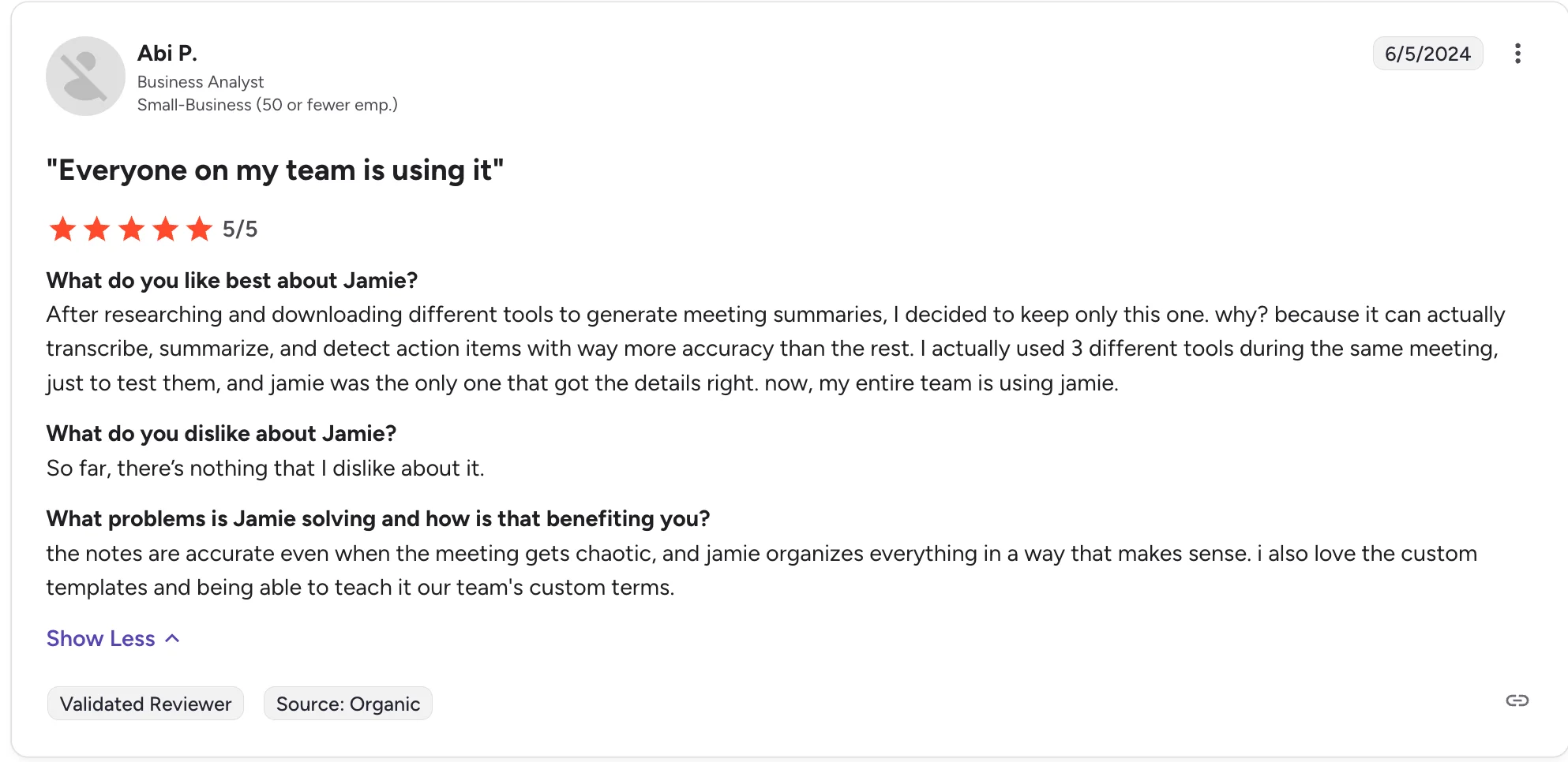 Jamie users reviews