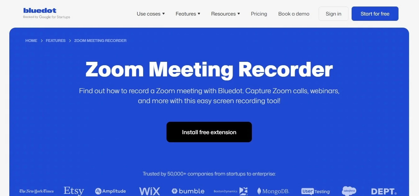 Zoom recording with Bluedot