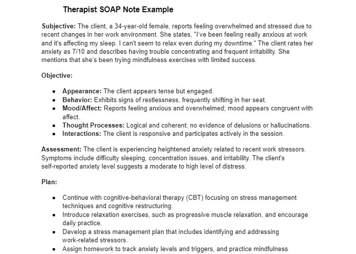 therapist SOAP notes