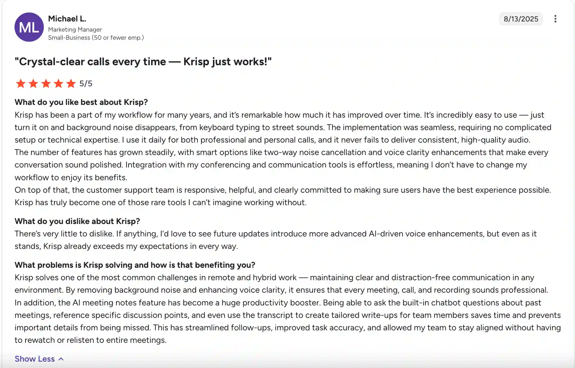 Krisp AI Customers Reviews