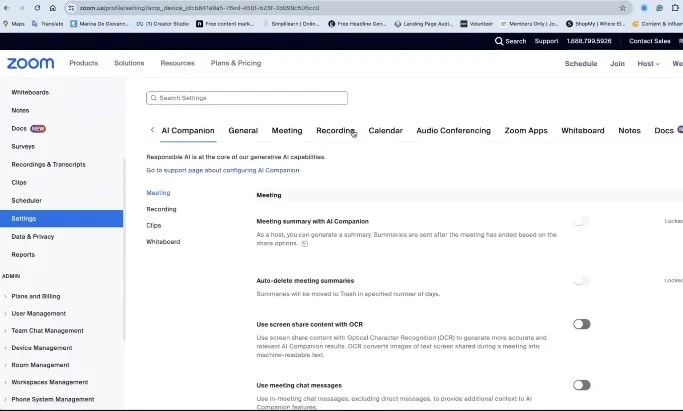 Zoom account Settings
