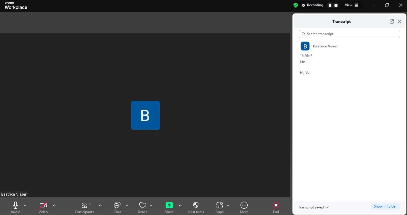 How to save a Zoom transcript as text