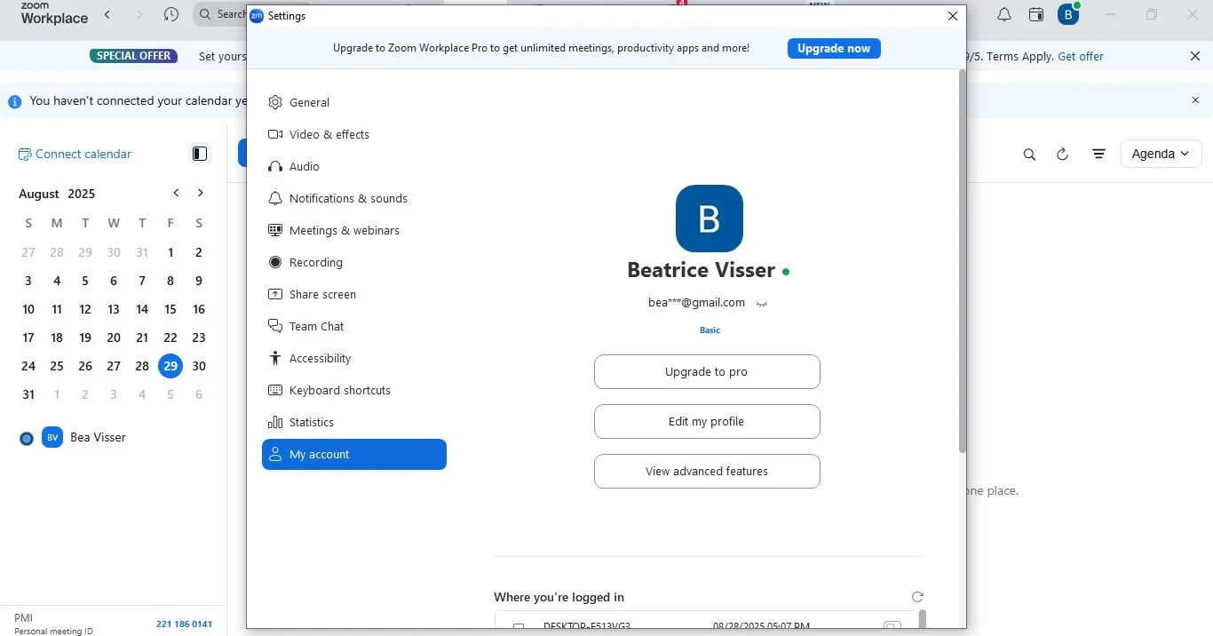 How to change Zoom account settings on laptop