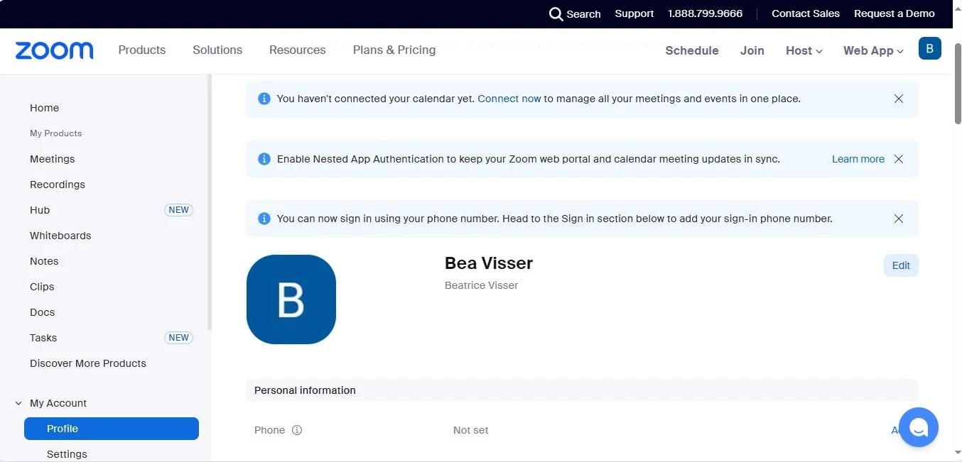 How to edit Zoom account profile name on desktop