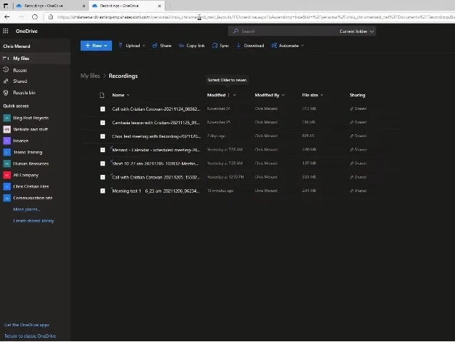 How to find a recording link message in Microsoft Teams