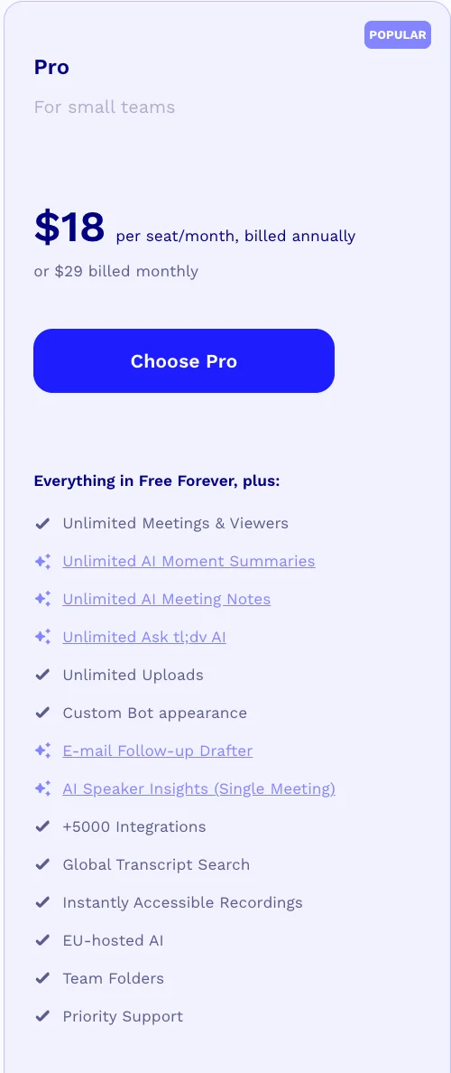 tl;dv Pro Plan