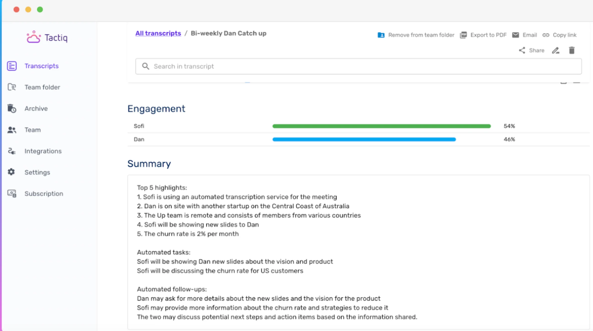 Tactiq AI Summaries