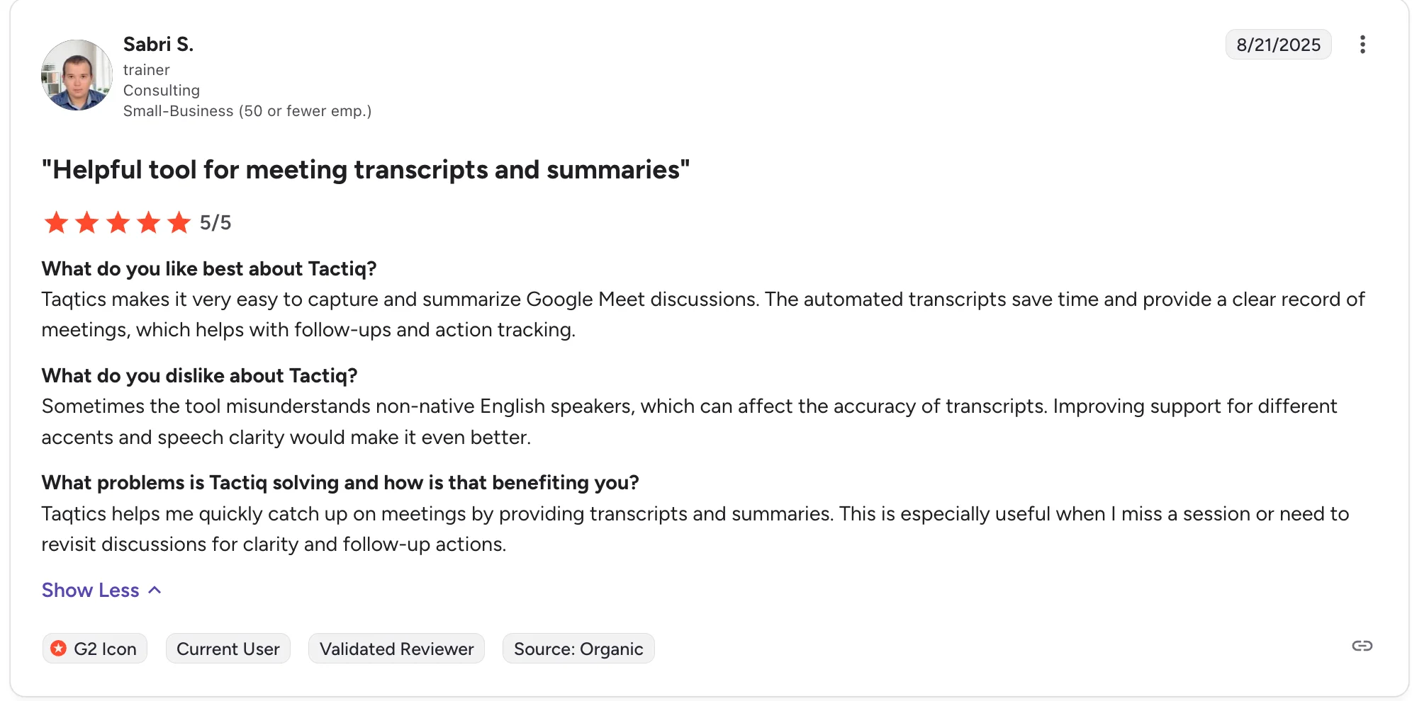 Tactiq User Reviews