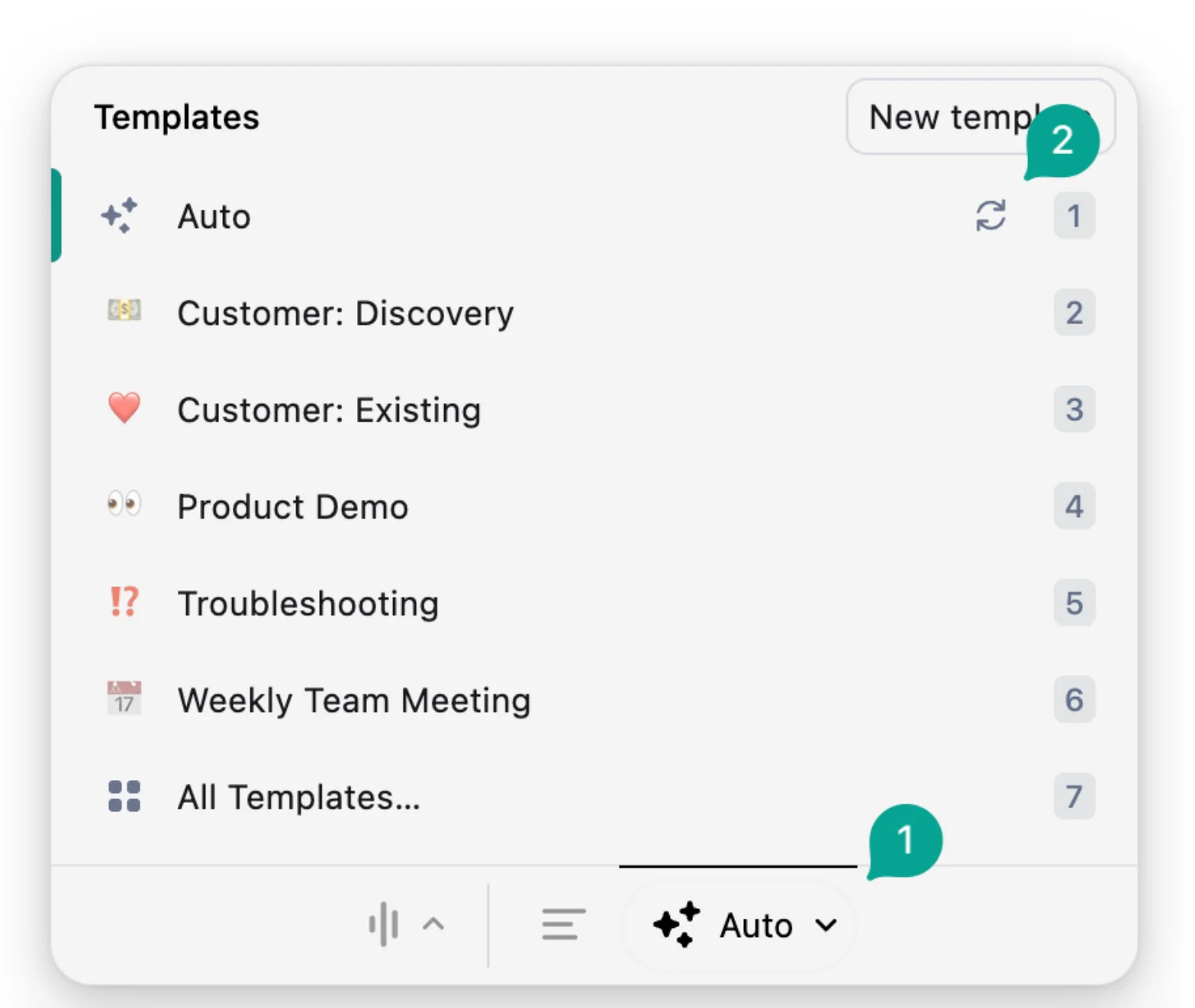 Granola templates & meeting notes