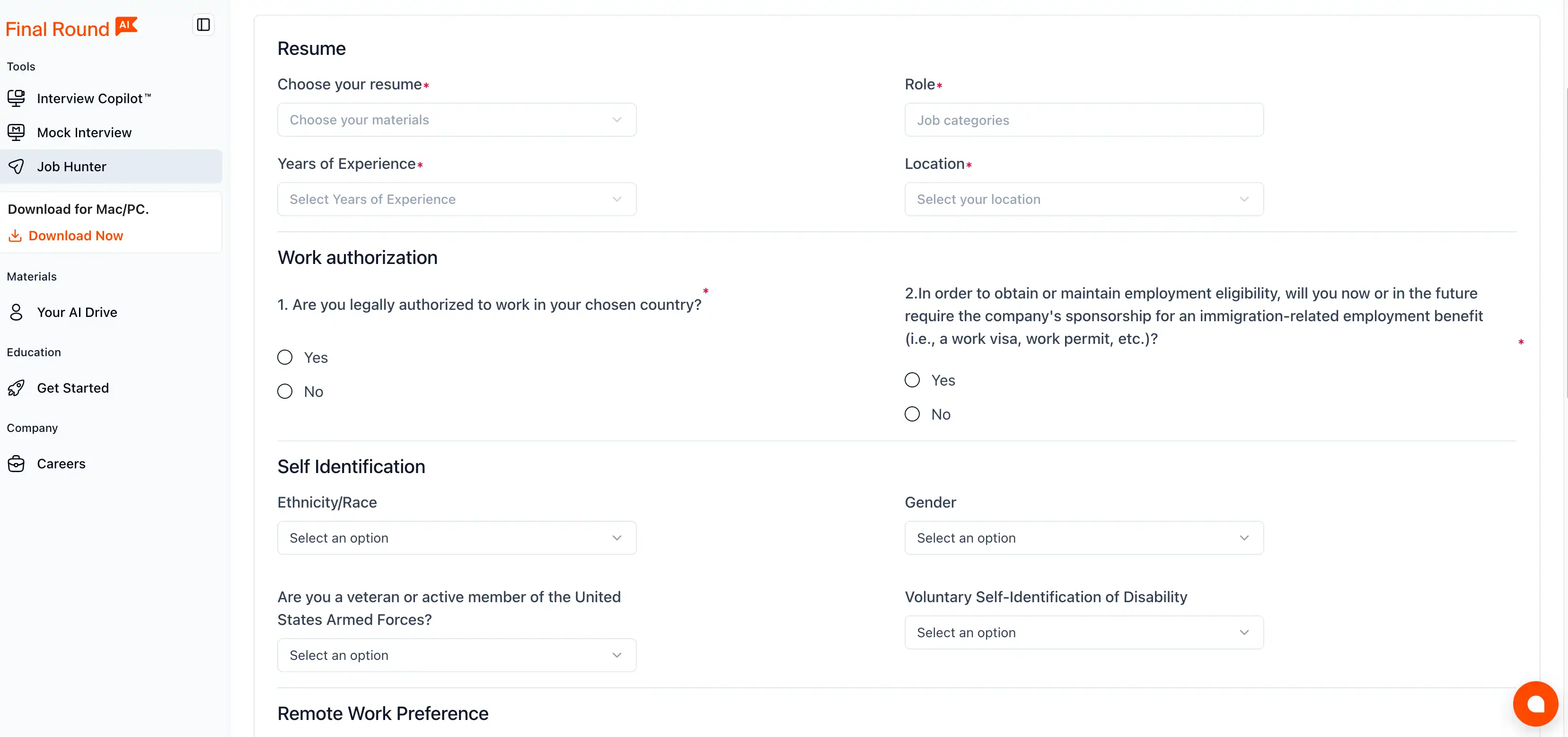 Final Round AI resume builder