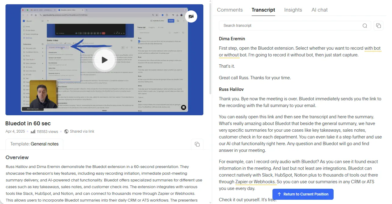 Gong vs Bluedot Essential Features