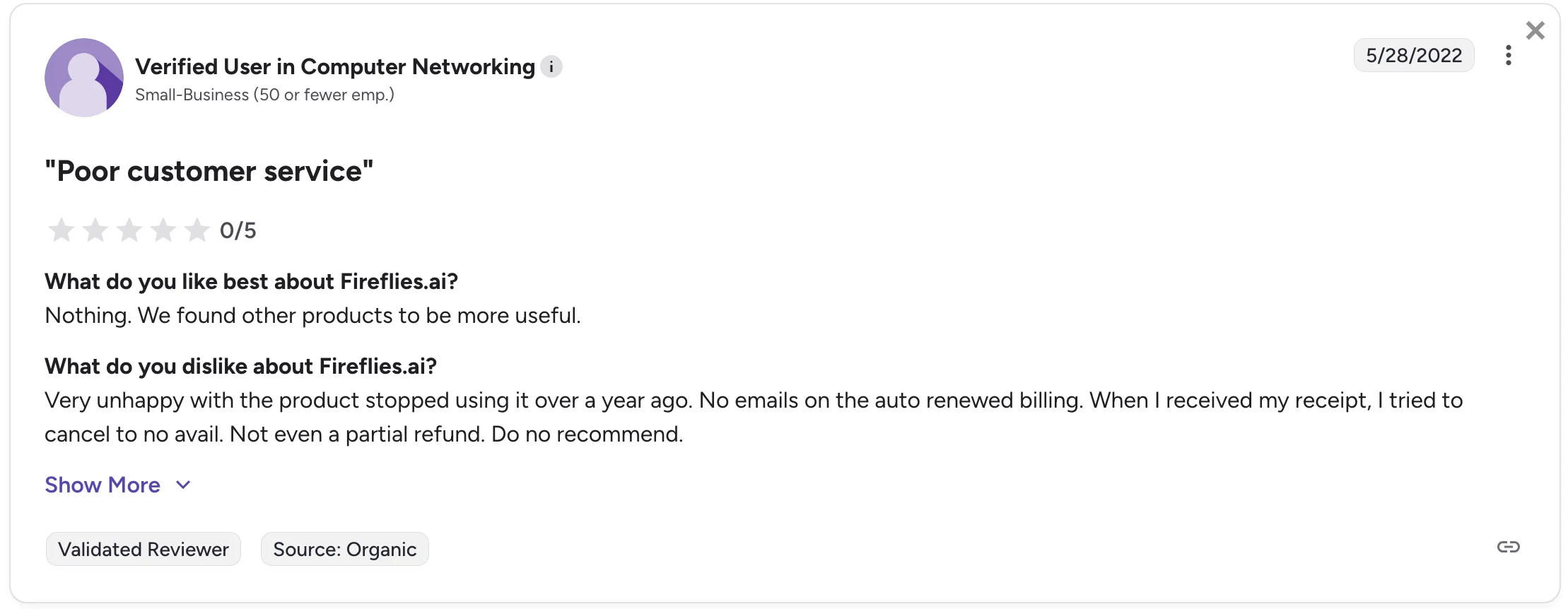 Fireflies billing mistakes