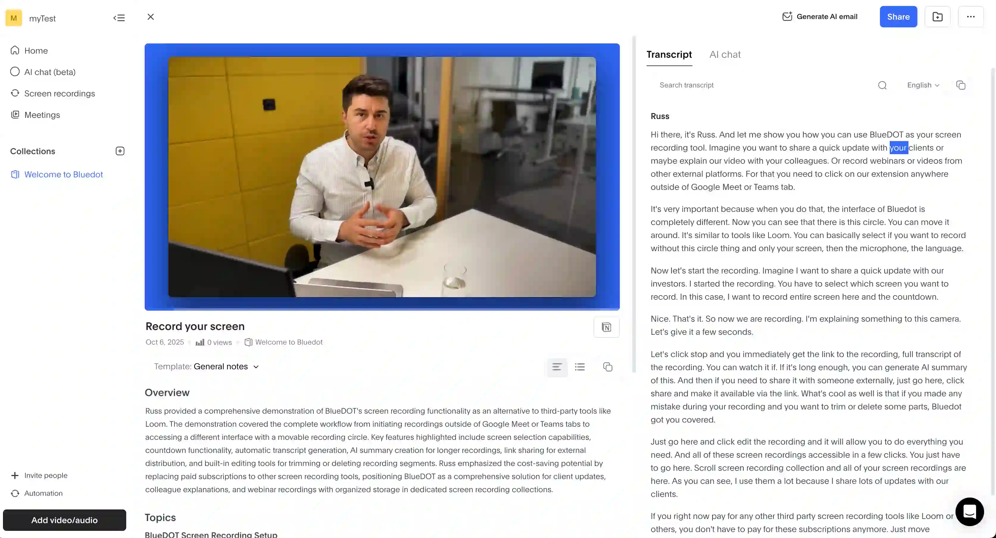 Bluedot meeting notes