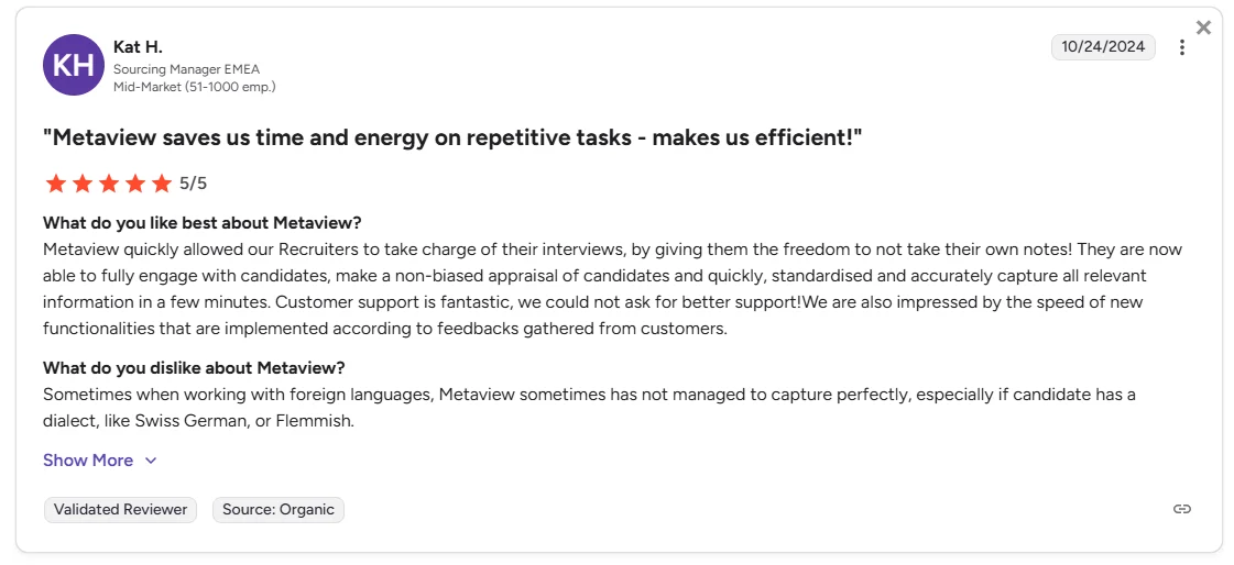 non-English transcriptions in Metaview