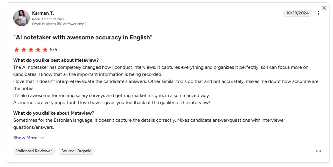 non-English meetings transcription in Metaview