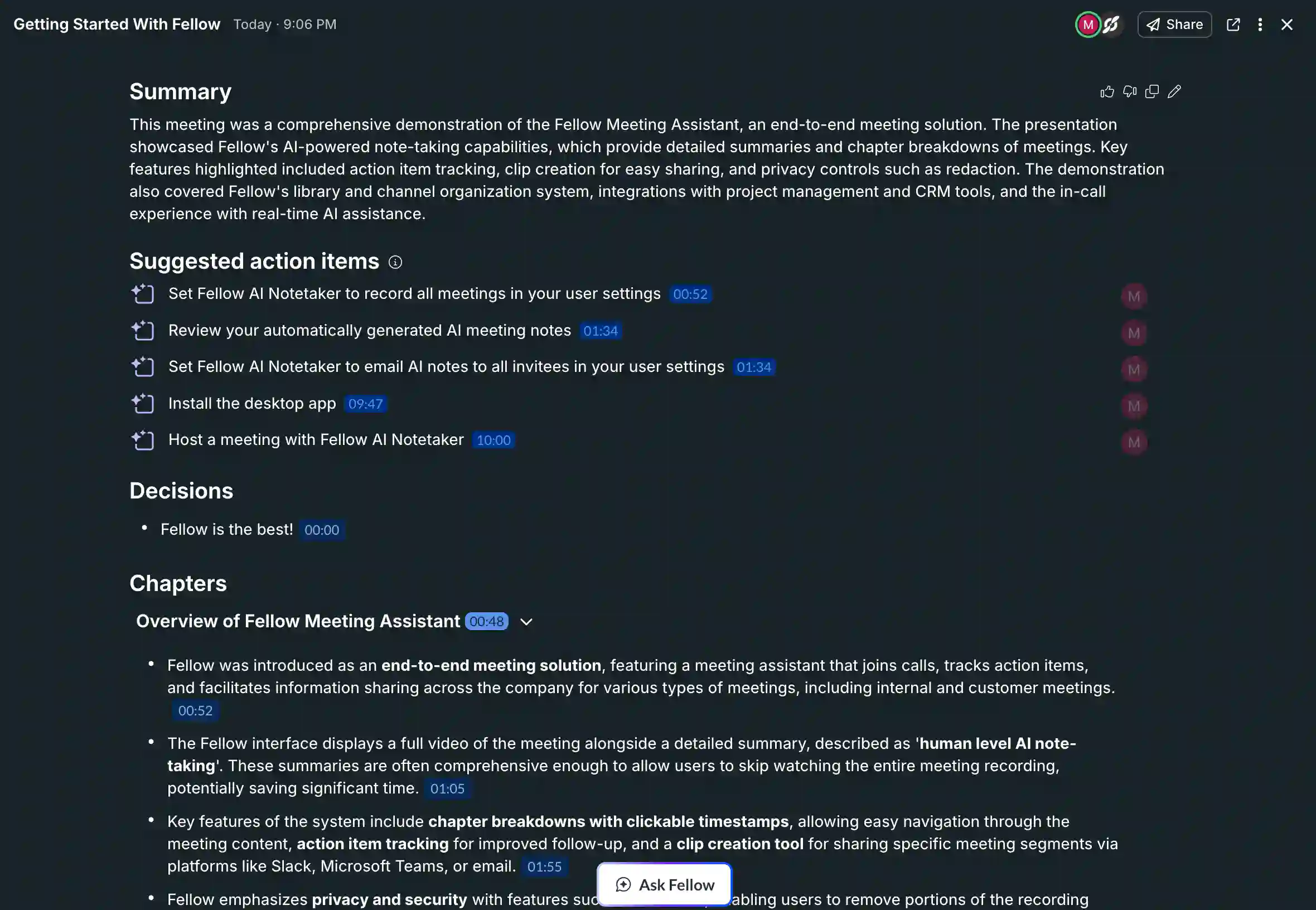 Fellow Transcription & Meeting Notes