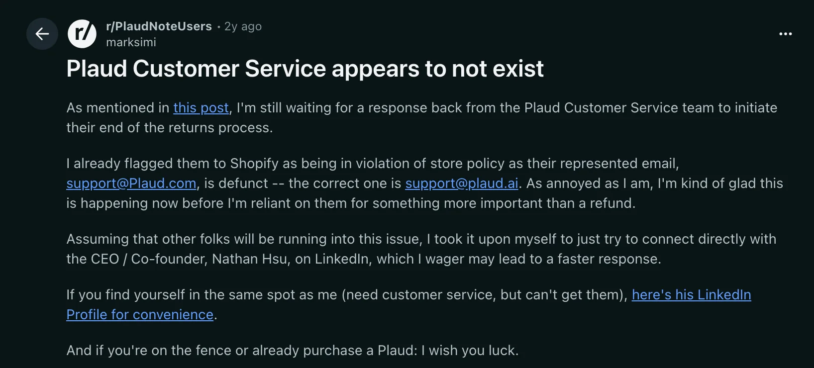 Plaud customer support