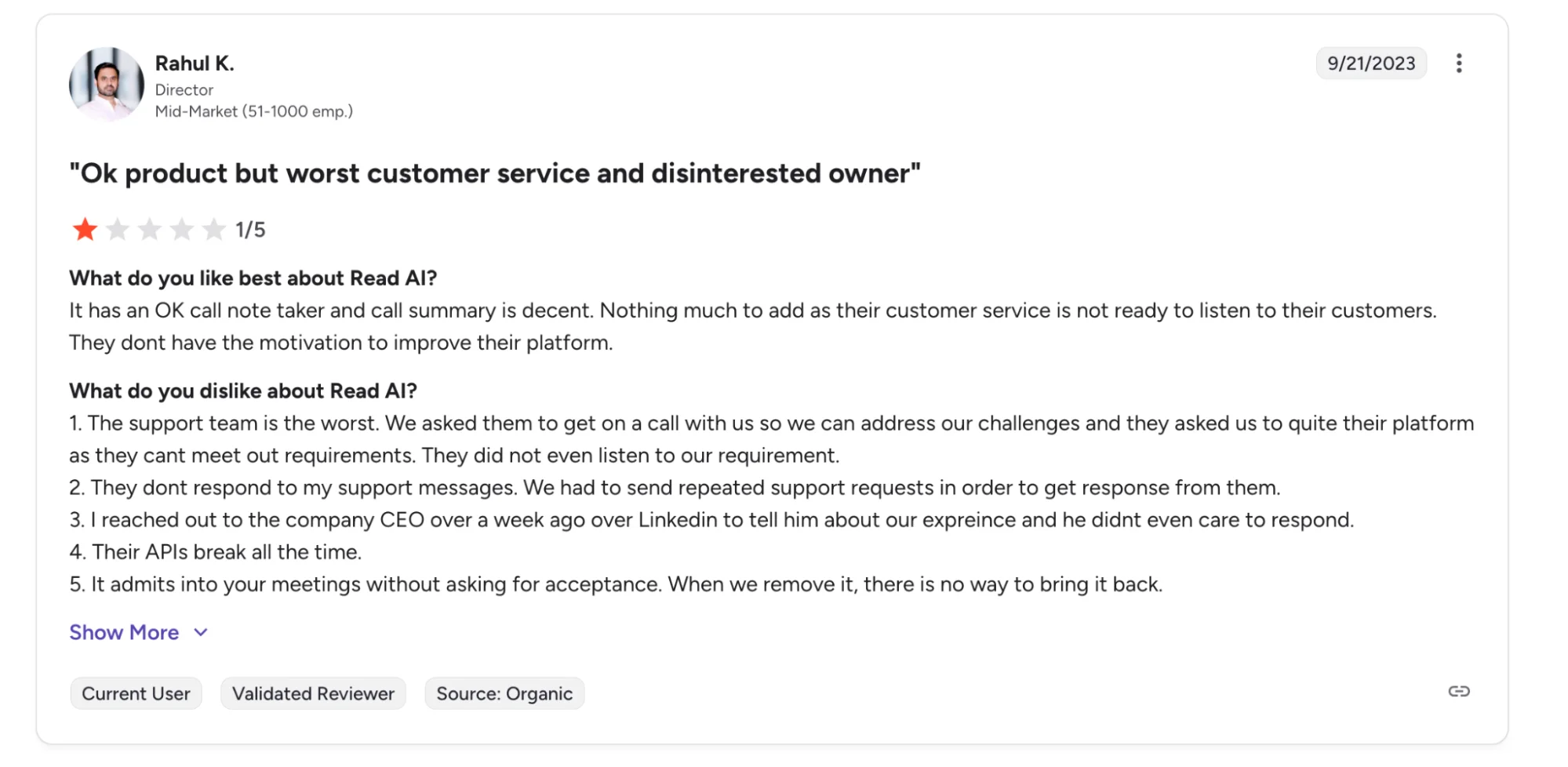 Read AI customer support
