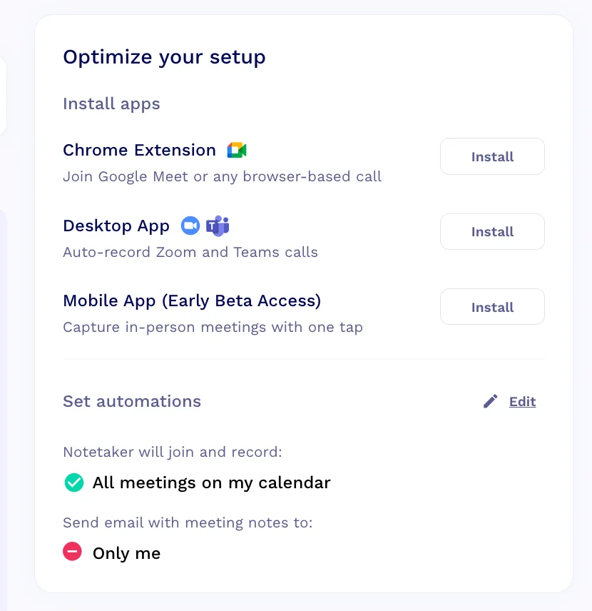 recording options in tl;dv