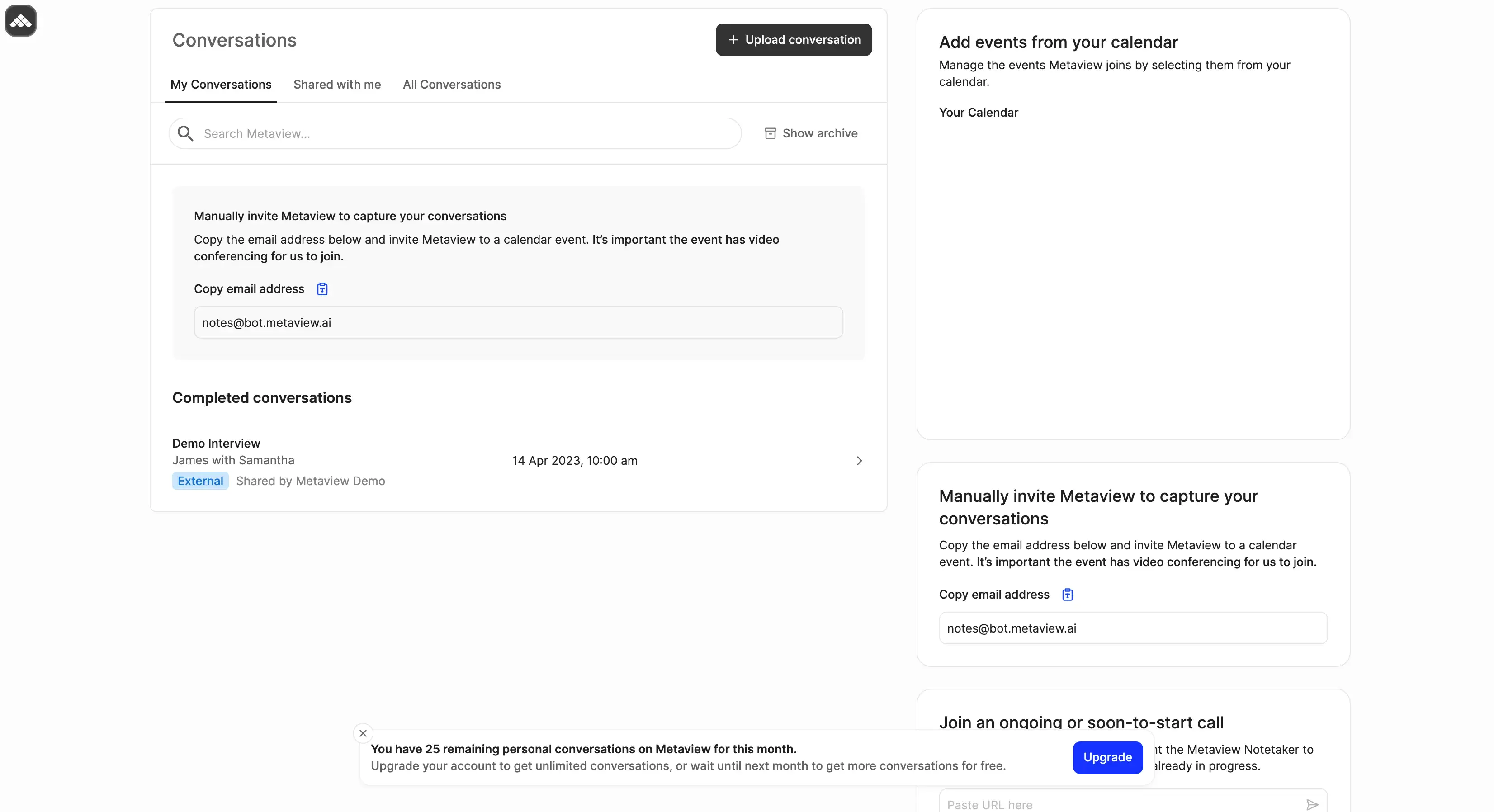 Metaview conversations