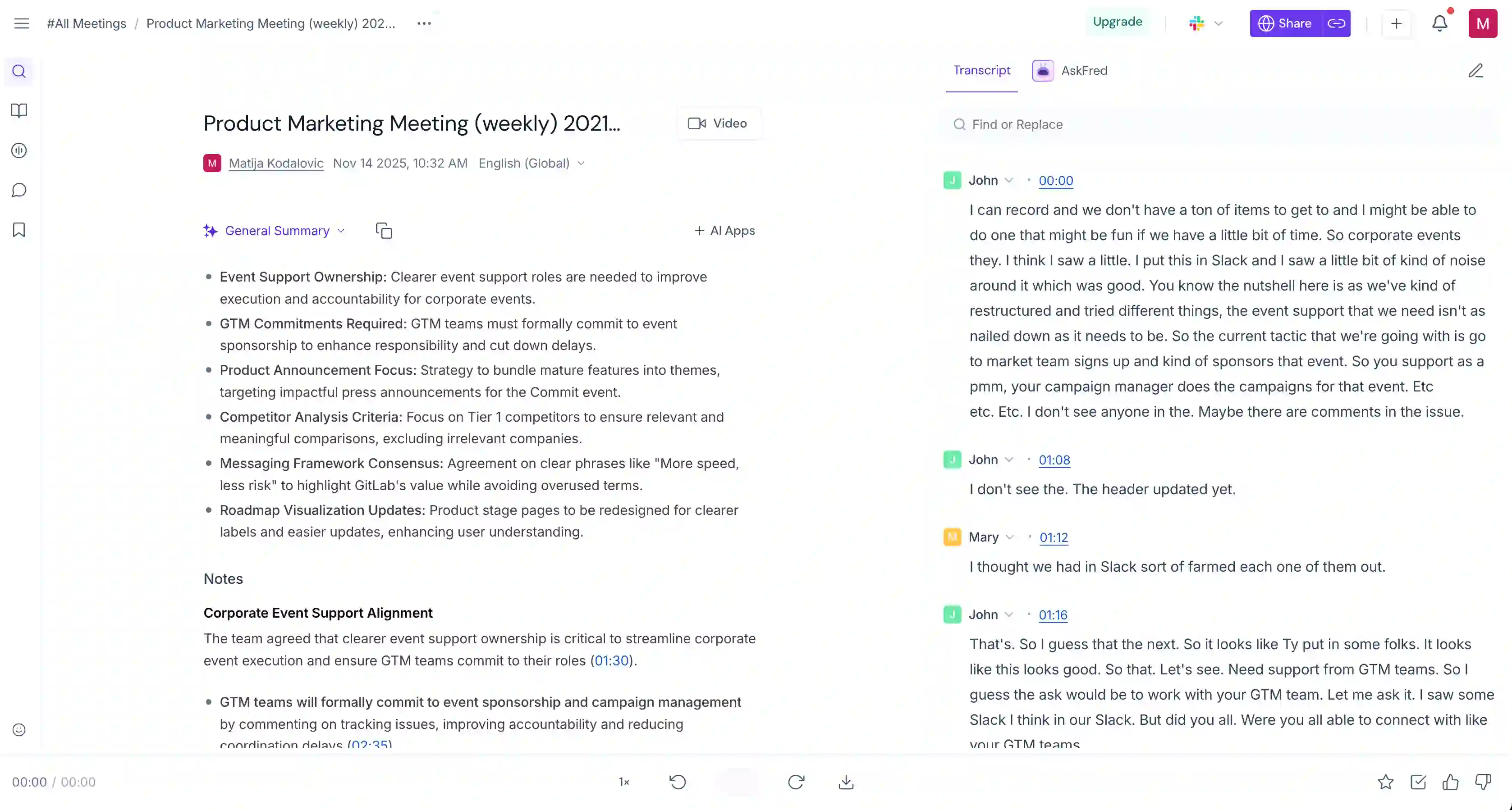 Fireflies' AI meeting summary