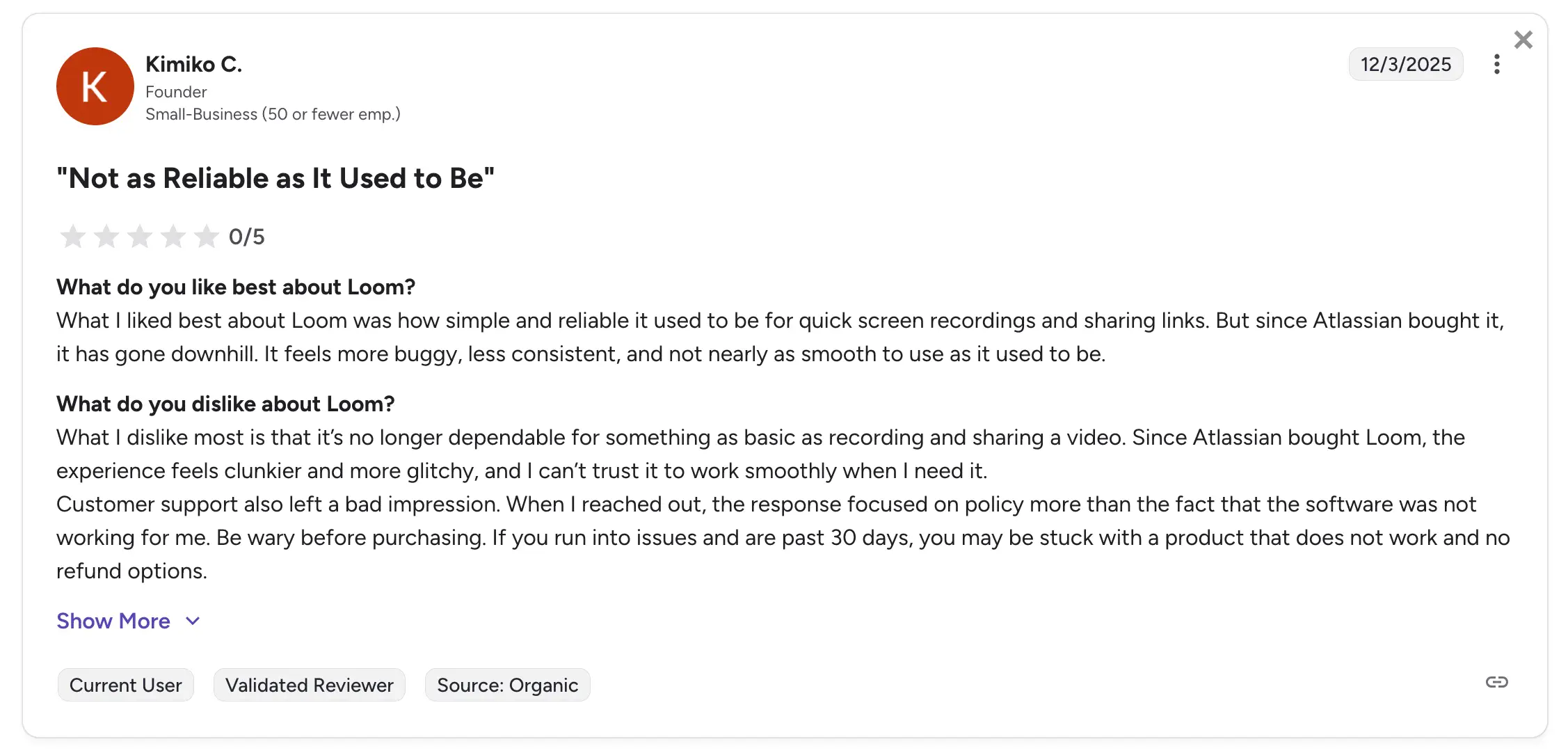 Loom's customers comments