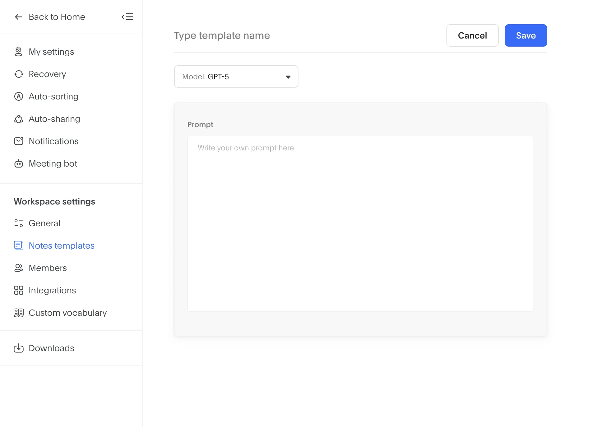 Bluedot's note templates