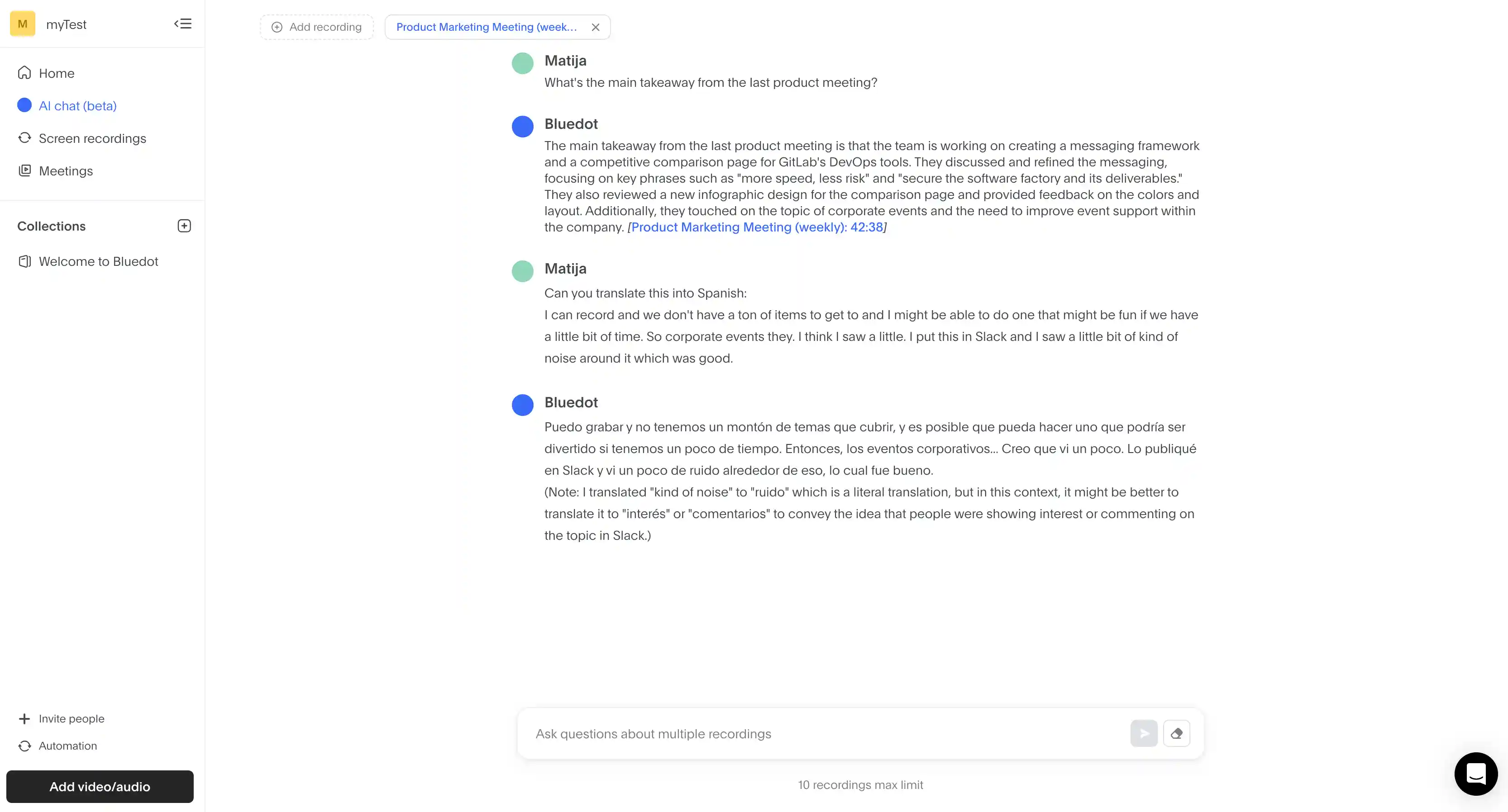 Bluedot's AI chatbot