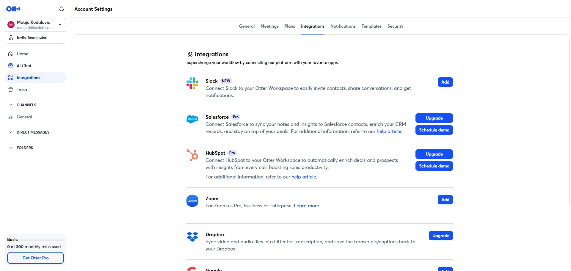 Otter integrations