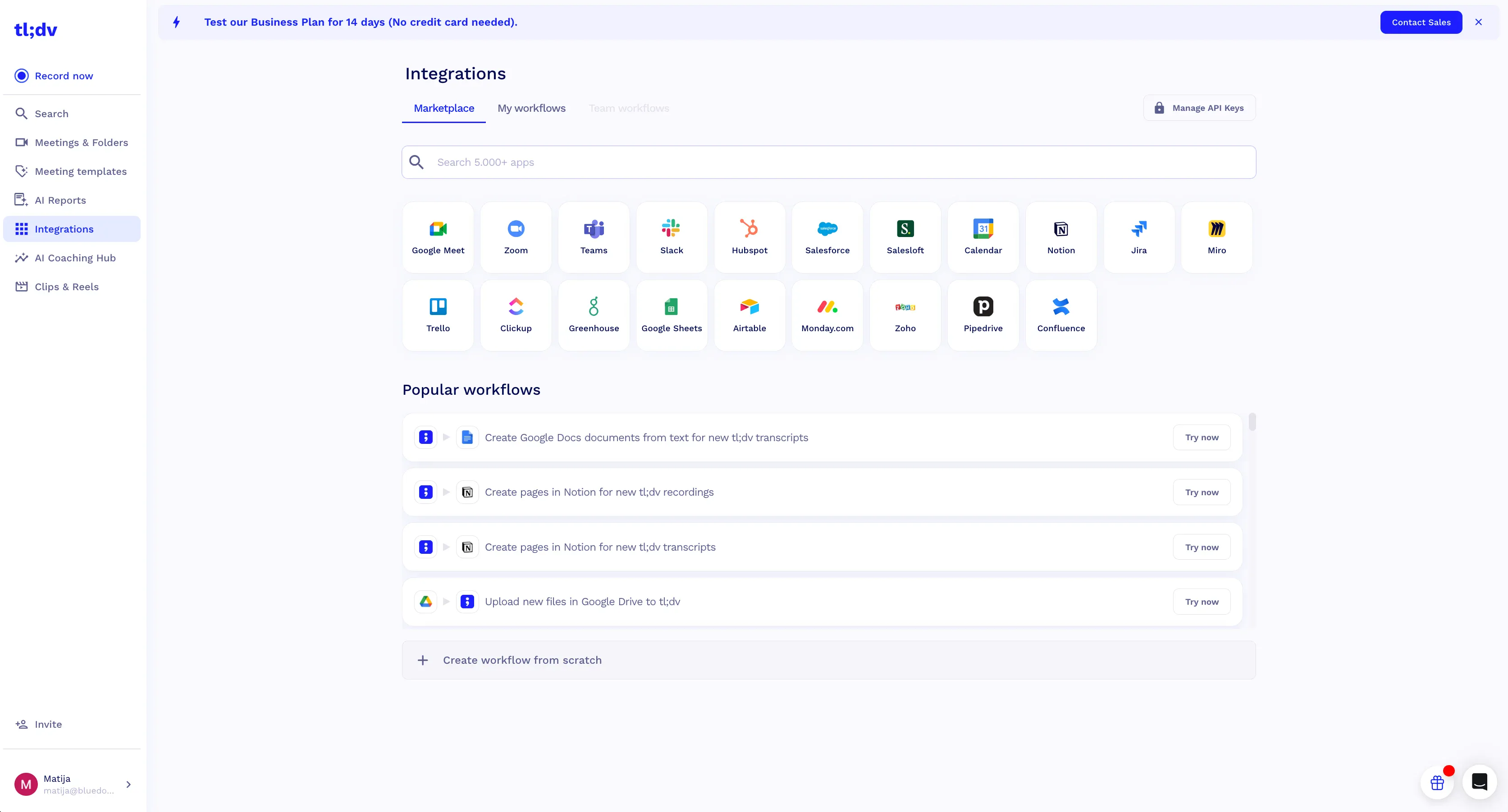 tl;dv integrations