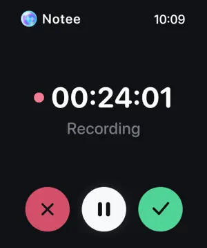Notee AI recording on Apple Watch