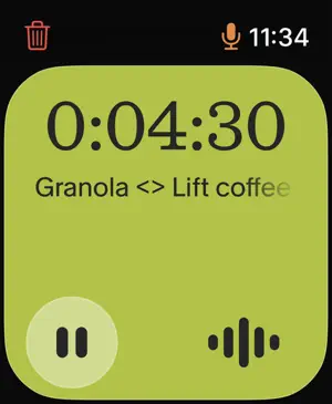 Granola's Apple Watch app.