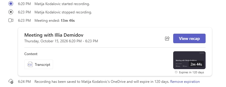 Where to find and save a Teams recording