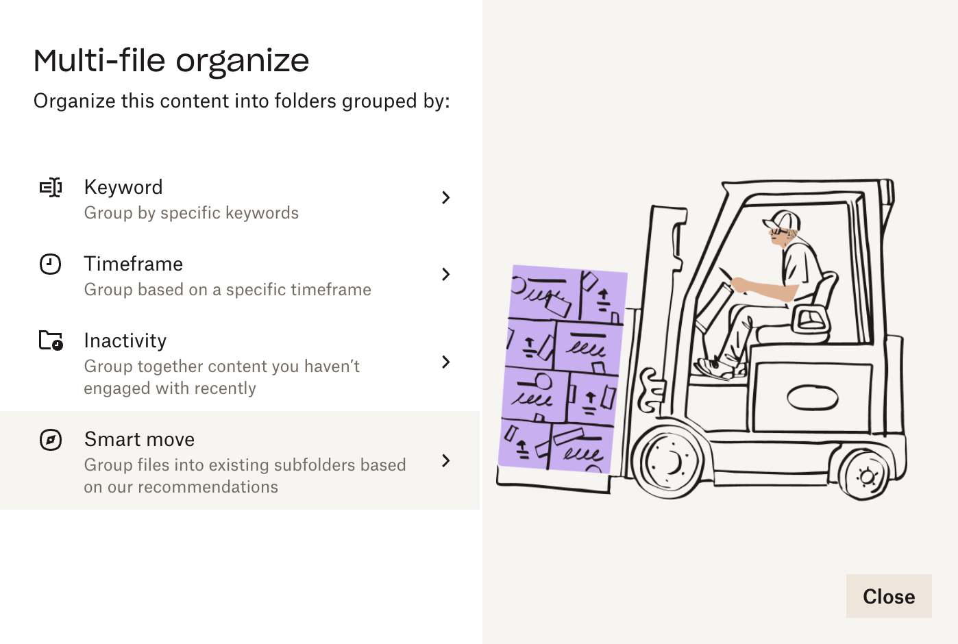 Organise files in Dropbox