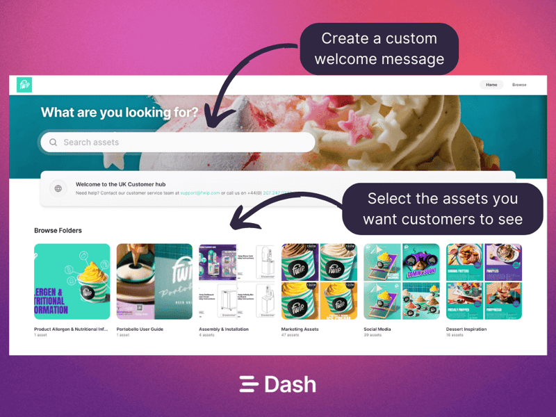 fwip customer portals in Dash