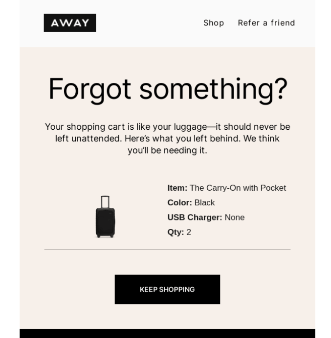AwayTravel_AbandonedCartEmail
