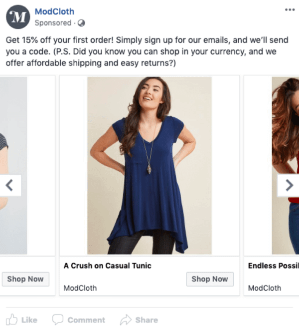 ModCloth Facebook ad