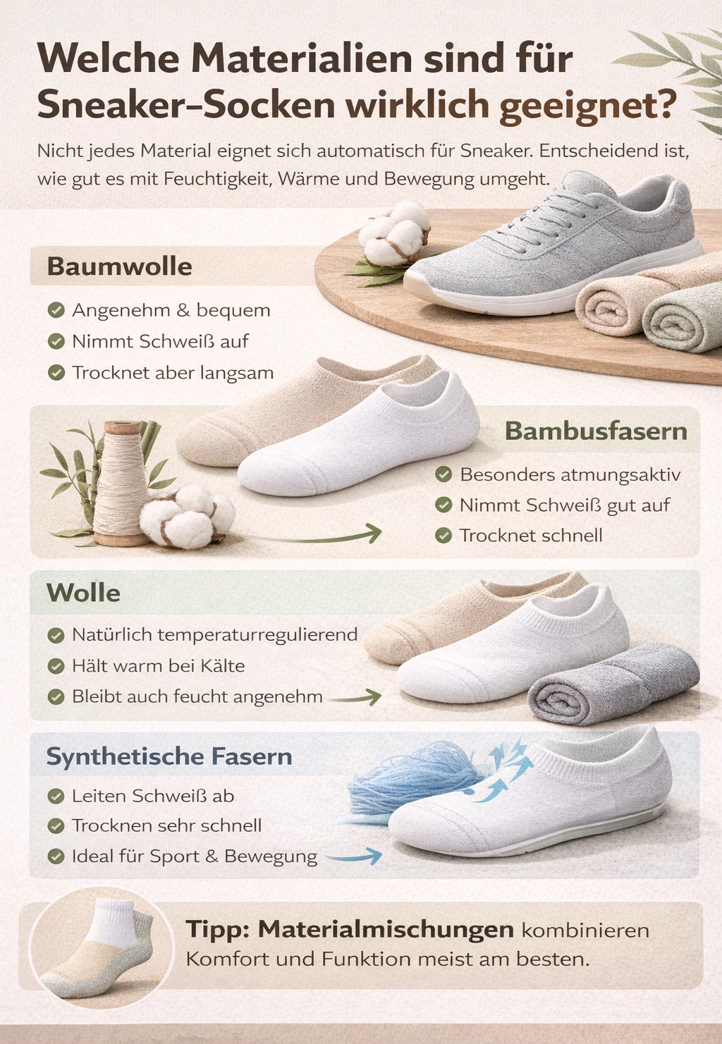 Infografik - Welche Sneaker Socken eignet sich am besten?