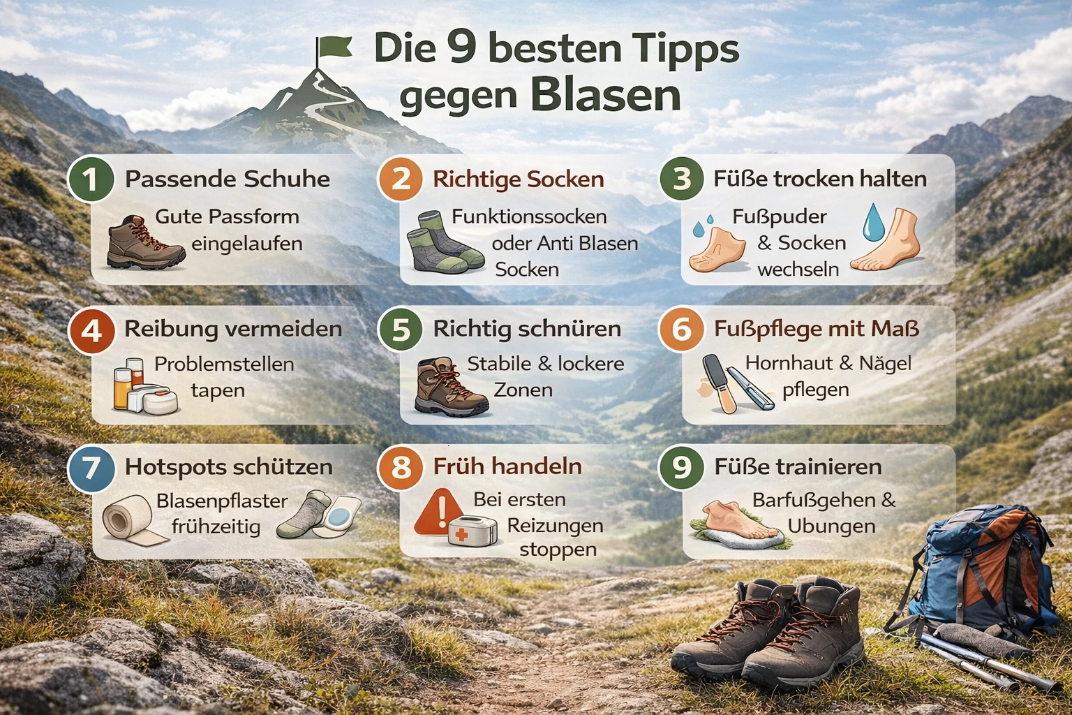Infografik - Blasen vermeiden