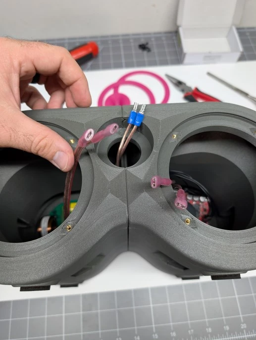 Step 25: Route wiring and add Poly-Fil image 1