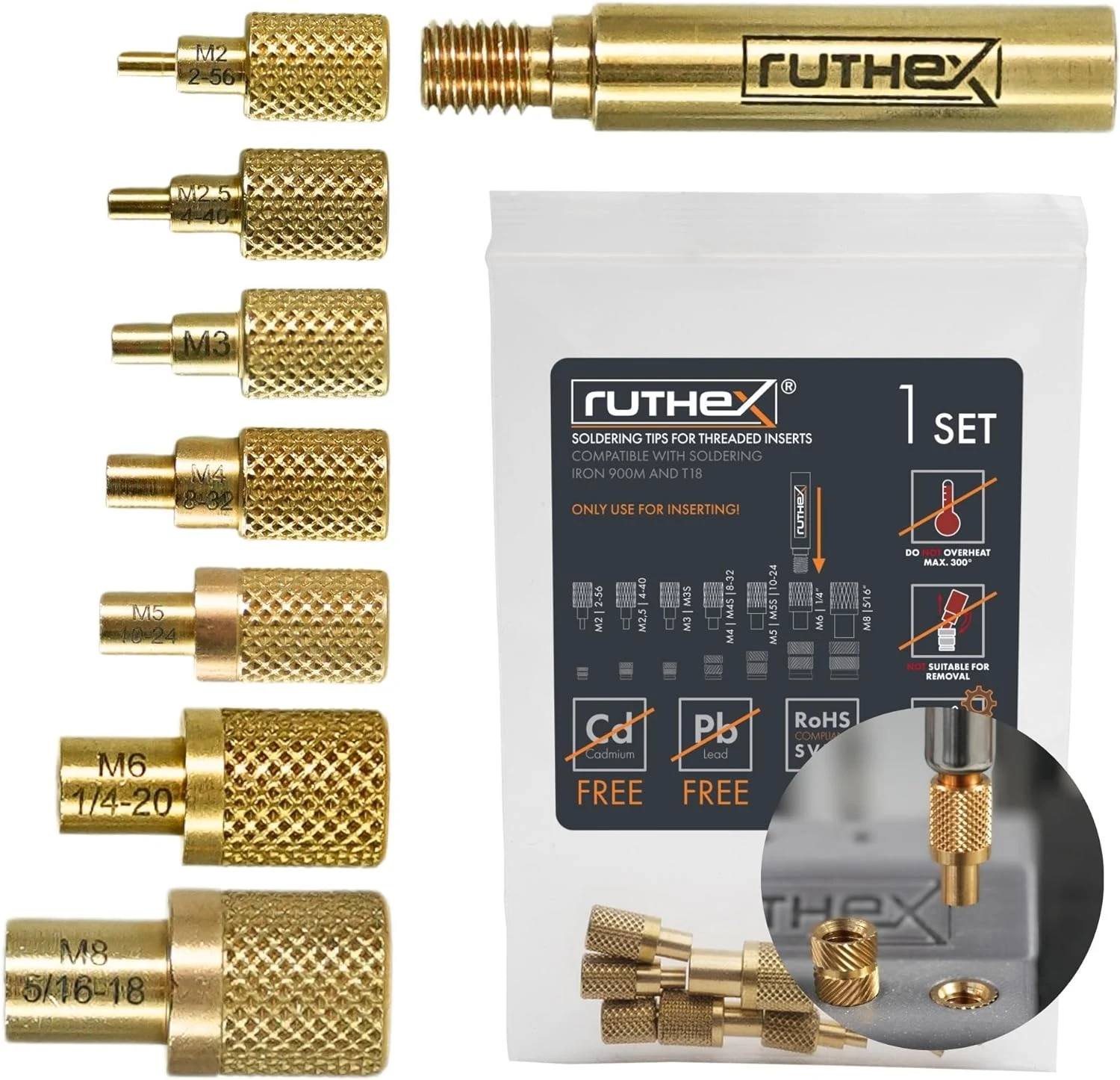 Ruthex 7X Soldering Tips/Heat-Set