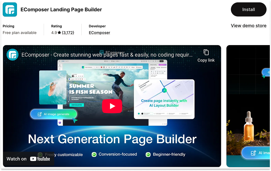 Shopify App - EComposer Landing Page Builder